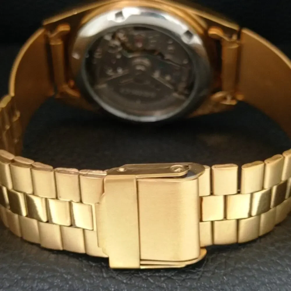 Vintage 1988 Seiko Automatic Mens Gold Watch W/daydate & White accents
